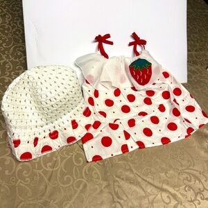 NWT - Red Dress & Straw Hat (Sz 6-12 months)